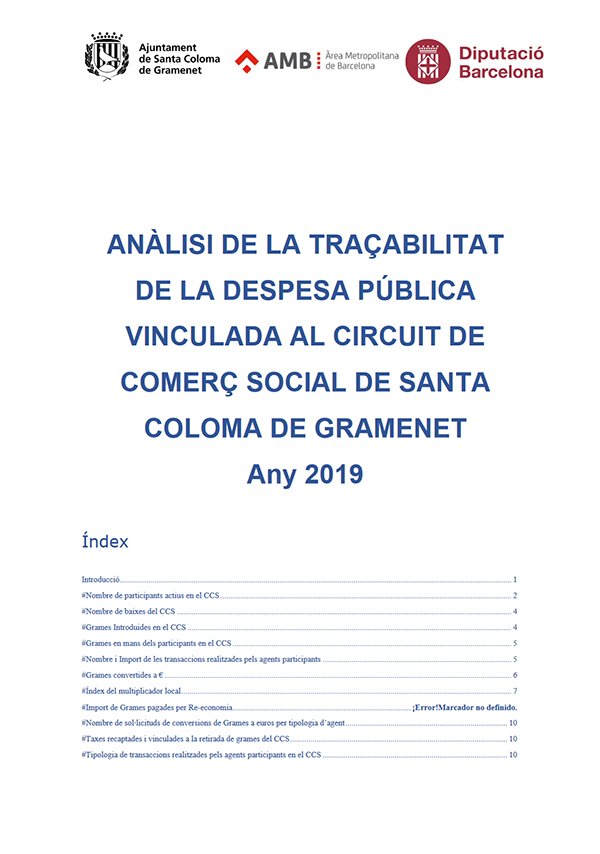 Informe de la traçabilitat del CCS Santa Coloma 2019